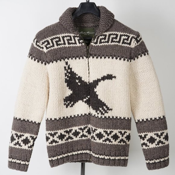 Eddie Bauer Men's Hand Knit Heavyweight Zip Up Sweater Size S